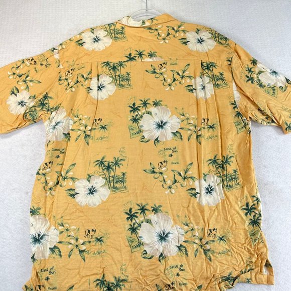 Vintage BIG DOG Mens M Orange Yellow Hawaiian Short Sleeve Button Casual Shirt - Picture 10 of 10